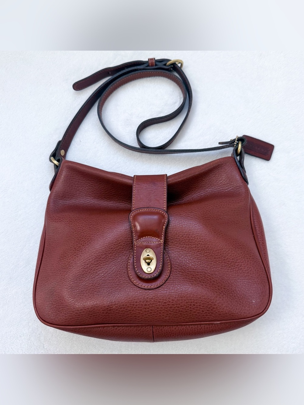 Vintage Coach Sheridan Savannah Turn Lock Hobo Bag Brown Pebbled Leather GUC